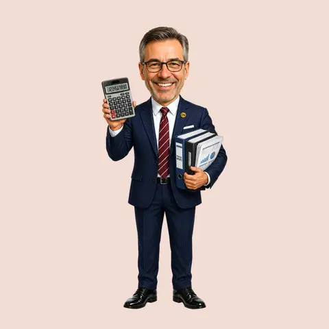 Karikatur-Figur eines Buchhalters
