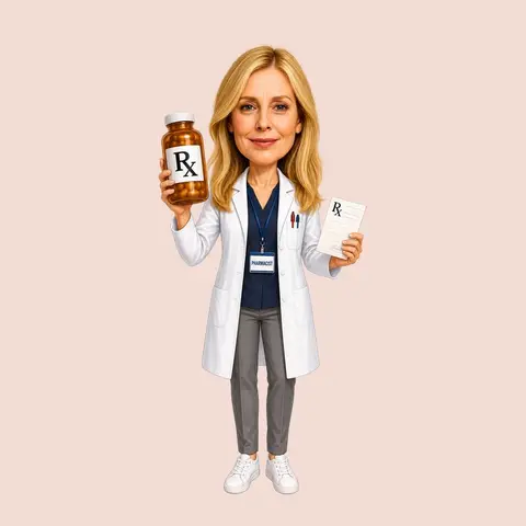Karikatur-Figur eines Apothekers