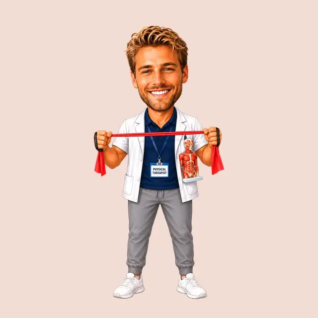 Karikatur-Figur eines Physiotherapeuten