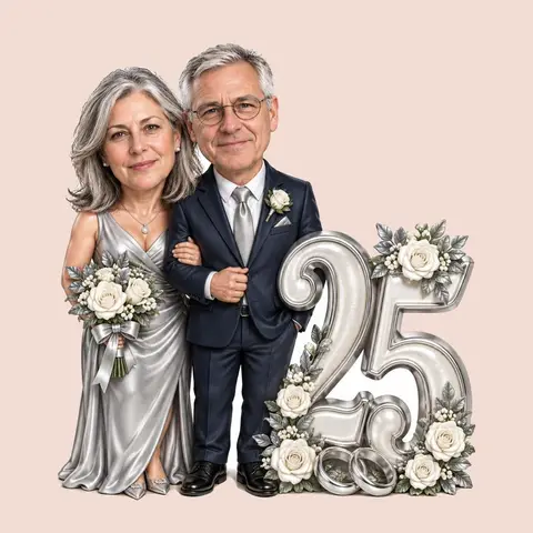 Karikatur-Figur als Geschenk zur Hochzeit oder zum Jahrestag